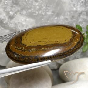 Tiger's Eye Gemstone in 35.4 x 22.1 mm Size for Sale, Tiger's Eye Stone in Warm Brown Color