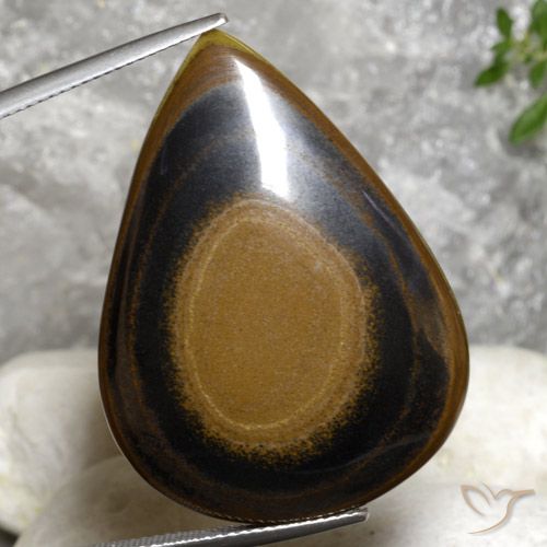 45.66ct Natural Russet Brown Tiger's Eye, Pear Shape, Opaque