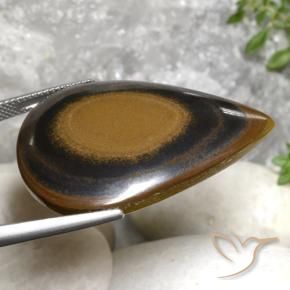 Tiger's Eye Gemstone in 35.6 x 26.3 mm Size for Sale, Tiger's Eye Stone in Russet Brown Color