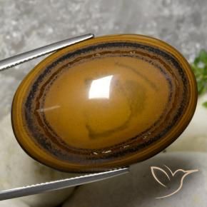 59.70 ct Brown Tiger's Eye Stone, Natural Tiger's Eye in Oval Cabochon Shape for Sale
