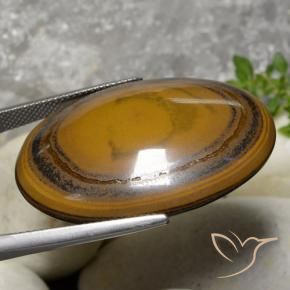Tiger's Eye Gemstone in 34.8 x 24.8 mm Size for Sale, Tiger's Eye Stone in Medium-Dark Brown Color