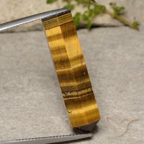 Tiger's Eye Gemstone in 32.3 x 9 mm Size for Sale, Tiger's Eye Stone in Yellowish Brown Color