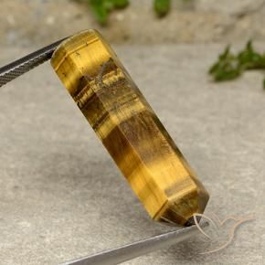 Tiger's Eye Gemstone in 33.1 x 9.1 mm Size for Sale, Tiger's Eye Stone in Yellowish Brown Color