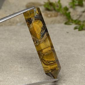 Tiger's Eye Gemstone in 36.1 x 8.7 mm Size for Sale, Tiger's Eye Stone in Medium-Dark Brown Color