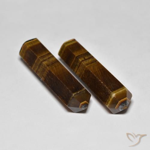 Tiger's Eye Gemstones in 30.8 x 9 mm Size for Sale, Tiger's Eye Stones in Medium Brown Color