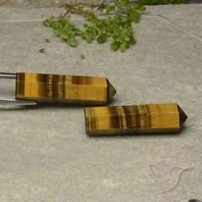 Tiger's Eye Gemstones in 32.8 x 9.1 mm Size for Sale, Tiger's Eye Stones in Yellowish Brown Color
