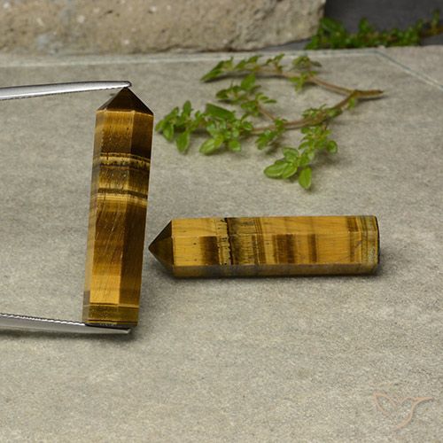 36.27 ctw Brown Tiger's Eye Gemstones, Tiger's Eye Gems in Pencil Cut Shape for Sale.