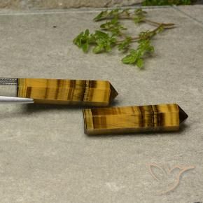 Tiger's Eye Gemstones in 32.8 x 8.5 mm Size for Sale, Tiger's Eye Stones in Golden Brown Color