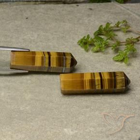 Tiger's Eye Gemstones in 30.7 x 9.2 mm Size for Sale, Tiger's Eye Stones in Golden Brown Color