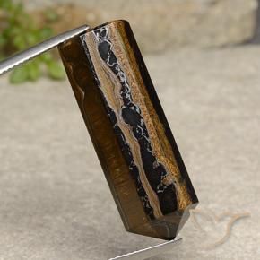 Tiger's Eye Gemstone in 30.6 x 10.4 mm Size for Sale, Tiger's Eye Stone in Warm Brown Color