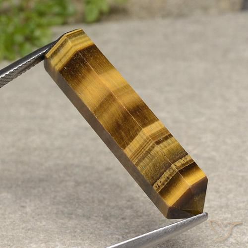Tiger's Eye Gemstone in 34.3 x 8.5 mm Size for Sale, Tiger's Eye Stone in Yellowish Brown Color