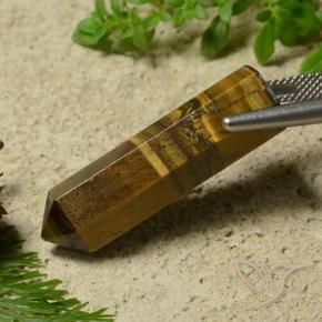 Tiger's Eye Gemstone in 30.9 x 9.1 mm Size for Sale, Tiger's Eye Stone in Gingerbread Brown Color