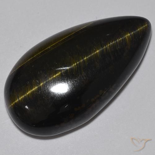 19.70ct Natural Gold Brown Tiger's Eye, Pear Shape, Opaque