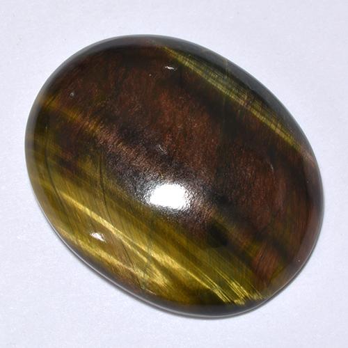 24.66 ct Multicolor Tiger's Eye Stone, Natural Tiger's Eye in Oval Cabochon Shape for Sale