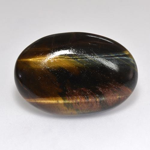 18.46 ct Multicolor Tiger's Eye Stone, Natural Tiger's Eye in Oval Cabochon Shape for Sale