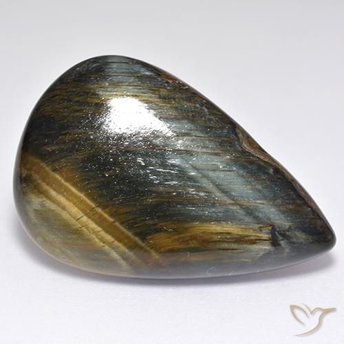 30.81ct Natural Gold Brown Tiger's Eye, Pear Shape, Opaque