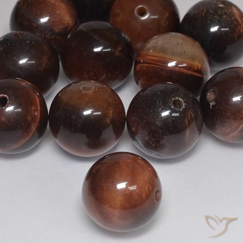 Tiger's Eye Gemstones in 12 mm (calibrated) Size for Sale, Tiger's Eye Stones in Medium Brown Color