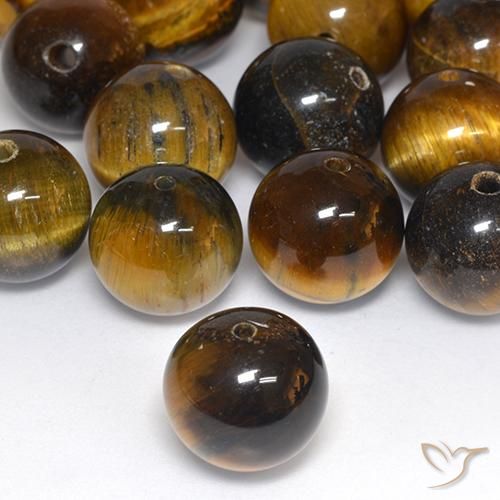 Tiger's Eye Gemstones in 12 mm (calibrated) Size for Sale, Tiger's Eye Stones in Medium Brown Color