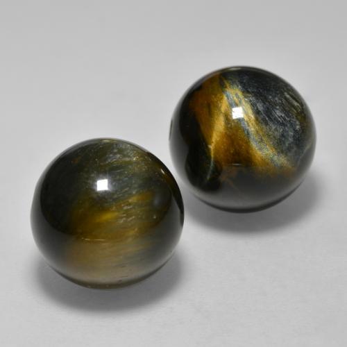24.57 ctw Brown Tiger's Eye Stones, Natural Tiger's Eye in Drilled Sphere Shape for Sale
