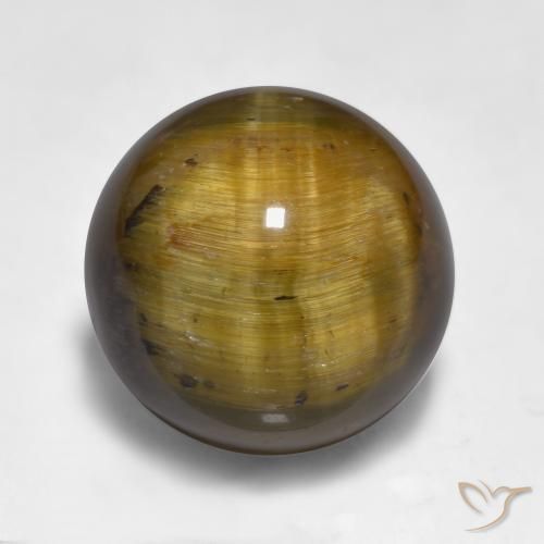 11.58 ct Brown Tiger's Eye Stone, Natural Tiger's Eye in Drilled Sphere Shape for Sale