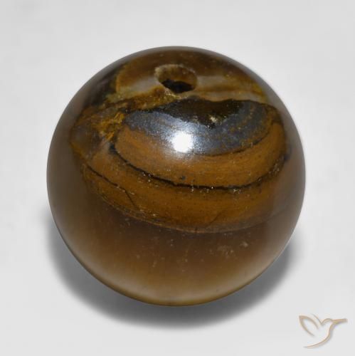 Esfera Perforada De 11,89 Ct Ojo De Tigre, 11,9 mm De La India, Photo A