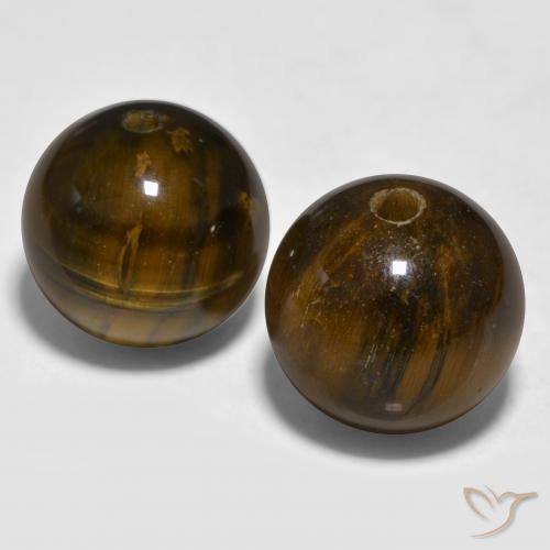 23.50 ctw Brown Tiger's Eye Stones, Natural Tiger's Eye in Drilled Sphere Shape for Sale