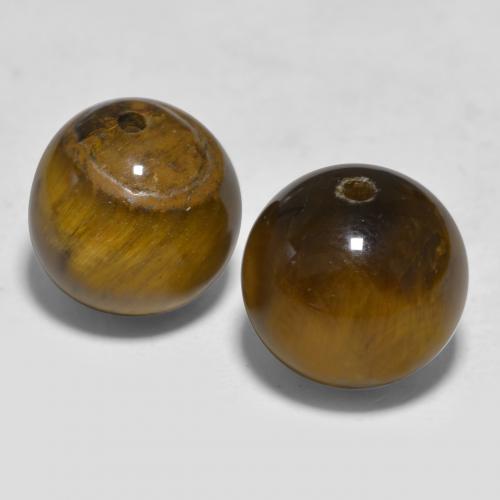Yellowish Brown Tiger's Eye Gem - 8.3ct Drilled Sphere (ID: 566444)
