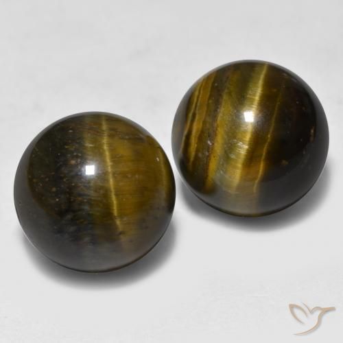 24.43 ctw Brown Tiger's Eye Stones, Natural Tiger's Eye in Drilled Sphere Shape for Sale