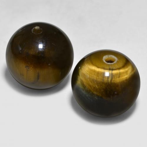 Medium-Dark Brown Tiger's Eye Gem - 12.3ct Drilled Sphere (ID: 566446)