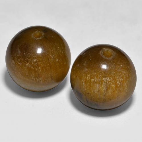 24.29 ctw Brown Tiger's Eye Stones, Natural Tiger's Eye in Drilled Sphere Shape for Sale