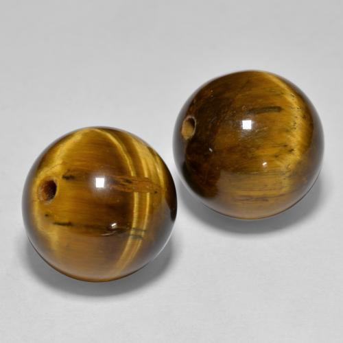 24.83 ctw Brown Tiger's Eye Stones, Natural Tiger's Eye in Drilled Sphere Shape for Sale