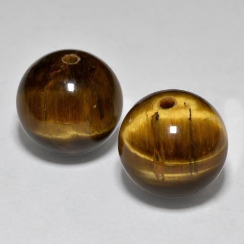 Tiger's Eye Gemstones in 12.3 mm Size for Sale, Tiger's Eye Stones in Warm Brown Color
