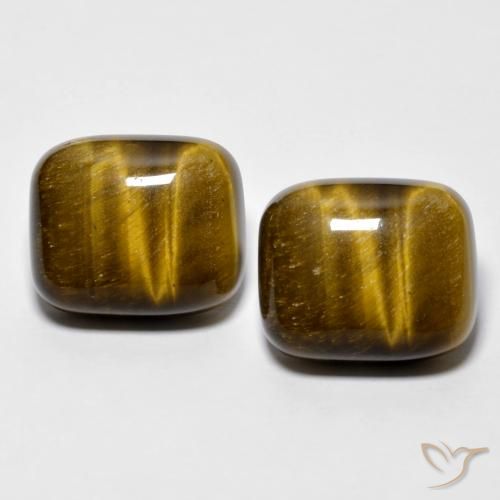 17.05 ctw Brown Tiger's Eye Stones, Natural Tiger's Eye in Cushion Cabochon Shape for Sale