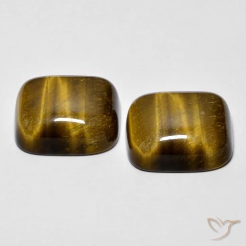 Tiger's Eye Gemstones in 14 x 12 mm (calibrated) Size for Sale, Tiger's Eye Stones in Medium Dark-Brown Color