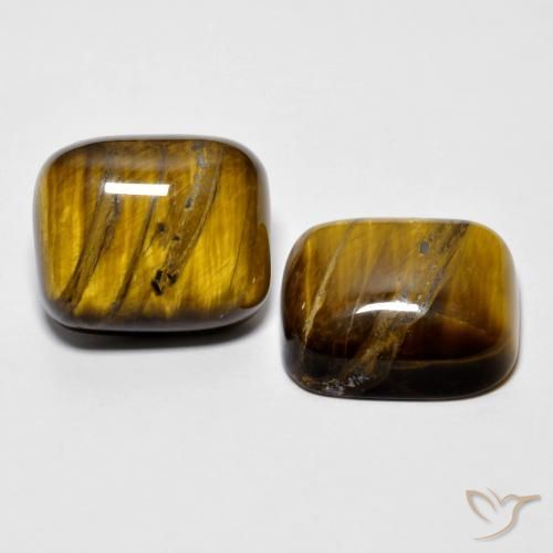 18.08 ctw Brown Tiger's Eye Stones, Natural Tiger's Eye in Cushion Cabochon Shape for Sale