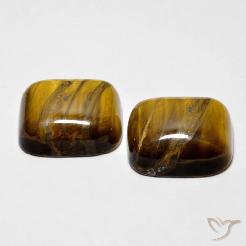 Tiger's Eye Gemstones in 14 x 12 mm (calibrated) Size for Sale, Tiger's Eye Stones in Medium Dark-Brown Color
