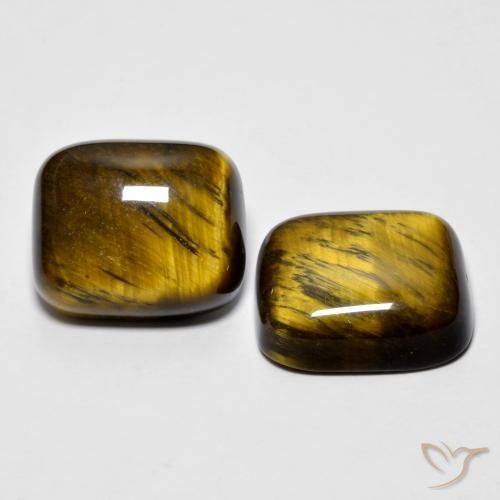 16.97 ctw Brown Tiger's Eye Stones, Natural Tiger's Eye in Cushion Cabochon Shape for Sale