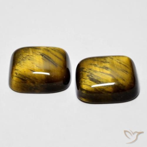 Tiger's Eye Gemstones in 14 x 12 mm (calibrated) Size for Sale, Tiger's Eye Stones in Medium Dark-Brown Color