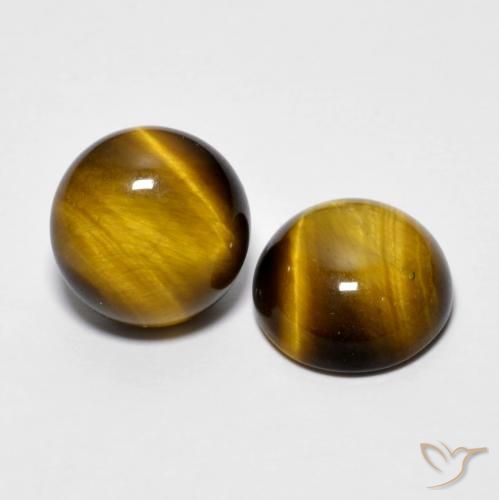 7.78 ctw Brown Tiger's Eye Stones, Natural Tiger's Eye in Round Cabochon Shape for Sale