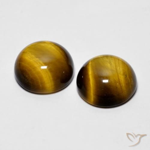 Tiger's Eye Gemstones in 10 mm (calibrated) Size for Sale, Tiger's Eye Stones in Golden Brown Color