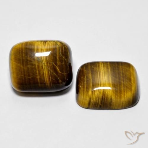 18.15 ctw Brown Tiger's Eye Stones, Natural Tiger's Eye in Cushion Cabochon Shape for Sale