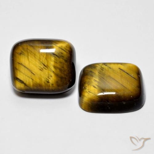 16.60 ctw Brown Tiger's Eye Stones, Natural Tiger's Eye in Cushion Cabochon Shape for Sale