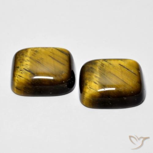 Tiger's Eye Gemstones in 14 x 12 mm (calibrated) Size for Sale, Tiger's Eye Stones in Warm Brown Color