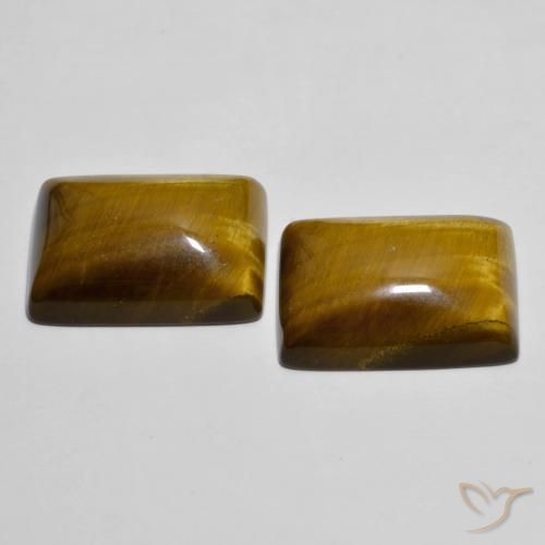 Tiger's Eye Gemstones in 18 x 13 mm (calibrated) Size for Sale, Tiger's Eye Stones in Yellowish Brown Color