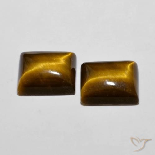 Tiger's Eye Gemstones in 12 x 10 mm (calibrated) Size for Sale, Tiger's Eye Stones in Yellowish Brown Color