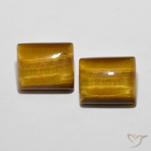 12.38ctw Natural Yellowish Brown Tiger's Eye, Baguette, Opaque