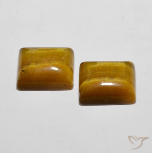 Tiger's Eye Gemstones in 12 x 10 mm (calibrated) Size for Sale, Tiger's Eye Stones in Yellowish Brown Color