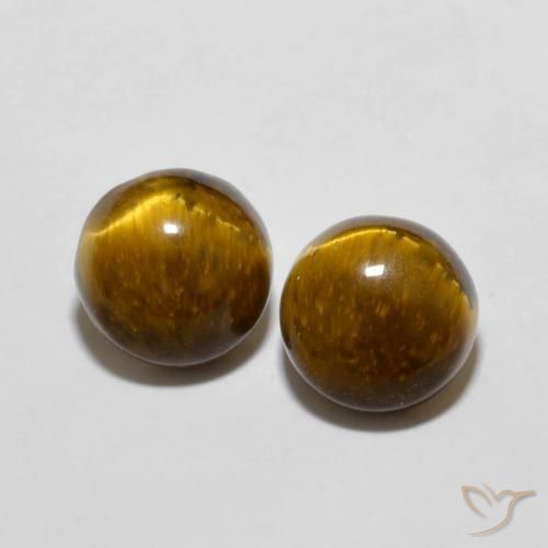 Natural Golden Tiger Eye Pair Cushion Cabochon Loose Gemstone Collection 