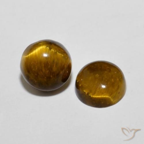 3.89 ctw Brown Tiger's Eye Stones, Natural Tiger's Eye in Round Cabochon Shape for Sale