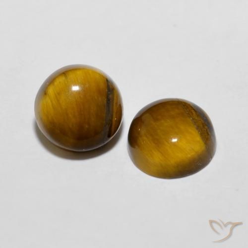 3.99 ctw Brown Tiger's Eye Stones, Natural Tiger's Eye in Round Cabochon Shape for Sale